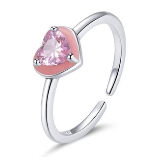Inel reglabil din argint Pink Heart
