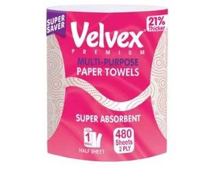 Velvex Premium Pink Multi-Purpose Paper Towels, 480 Sheets
