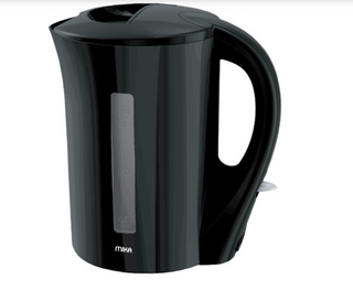 MIKA Kettle, 1.7L, Plastic, Corded, Open Element, BlackMKT1004B