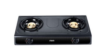 MIKA Gas Stove, Non-Stick, Double Burner, Dark GreyMGS1102