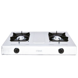 MIKA Gas Stove, Stainless Steel, Double Burner, InoxMGS2212ET