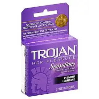 TROJAN Her Pleasure Purple Condoms, 3 Pieces