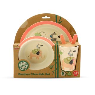 Baby Chef Bamboo Fibre Set za hranjenje roze ,A075542