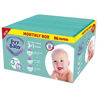 Evy baby pelene Box 3 midi 5-9kg - 96 kom 3u1 ,A055742