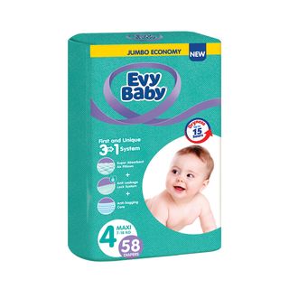 Evy baby pelene jumbo 4 maxi 7-18kg 58kom 3 u 1 ,A054569