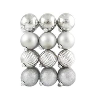 Decorative Christmas Silver Baubles (x12)