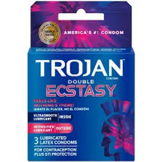 TROJAN Double Ecstasy Lubricated Latex Condoms, 3 Pieces