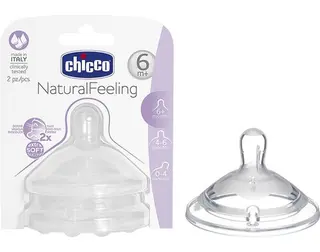 TETINA CHICCO NATURAL FEELING SILICONE FLUXO RÁPIDO 6M+ 2UN