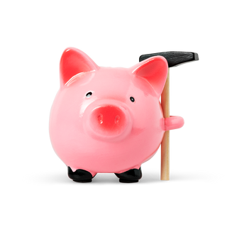 Porquinho mealheiro com martelo