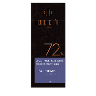 Tablette de chocolats Noir 72% - SANS SUCRE