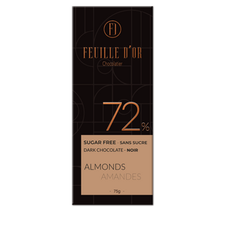 Tablette de chocolats Noir 72% aux éclats d’amandes grillées - SANS SUCRE