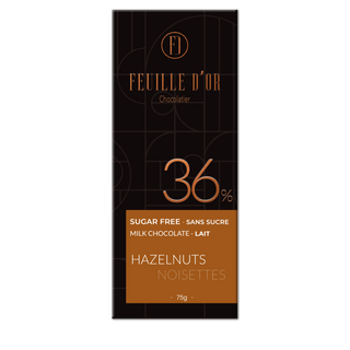 Tablette de chocolats lait 36% aux éclats de noisettes grillés - SANS SUCRE