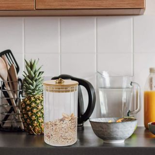 BOITE DE CONSERVATION EN VERRE MF COUVERCLE EN BAMBOU POIGNEE DOREE 0321331