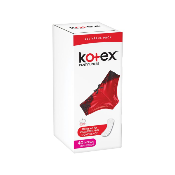 Kotex Deodorised Panty Liners Value Pack, 40 Pieces