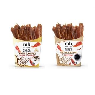 Снеки 80 г курячі MB Foody ДЖЕРКІ MIX теріякі, з перцем та часником м/уп