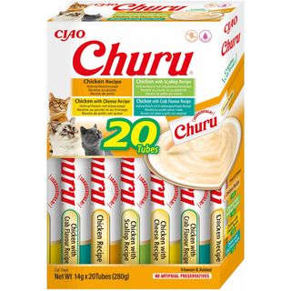 20 saquetas x 14 g Churu Variedades de Frango Snack Líquido para gatos