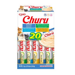 20 saquetas x 14 g Churu Variedades de Atum Snack Líquido para gatos