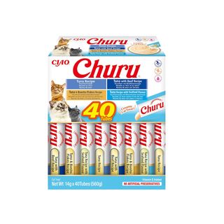 40 saquetas x 14 g Churu Variedades de Atum Snack Líquido para gatos