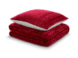 Set din cuvertura si perna Warm Hug (130x190). Culoare: rosu