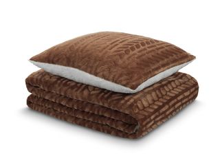Set din cuvertura si perna Warm Hug (130x190). Culoare: maro