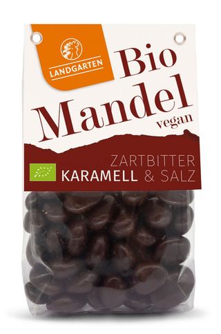 LANDGARTEN organic bademi slani u karameli i crnoj čokoladi 160 GR | 9004998005611
