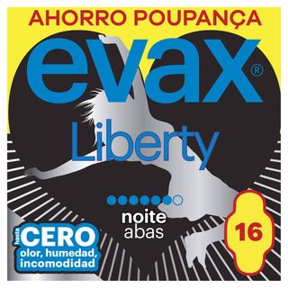 Pensos Higiénicos Liberty Noite com Abas Evax (emb. 16 un)