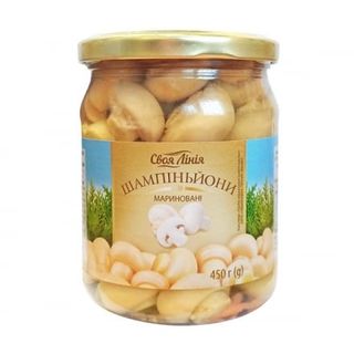 Гриби 450 г Своя лінія Печериці мариновані (консервовані) ск/банка