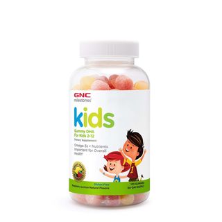 Gnc Milestones Kids Gummy Dha, Acizi Grasi Omega-3 Pentru Copii 2-12 Ani, Cu Aroma Naturala De Zmeura Si Lamaie, 120 Jeleuri 
