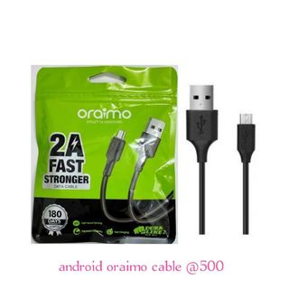 Oraimo Black Android Charger Cable, Fast Charging