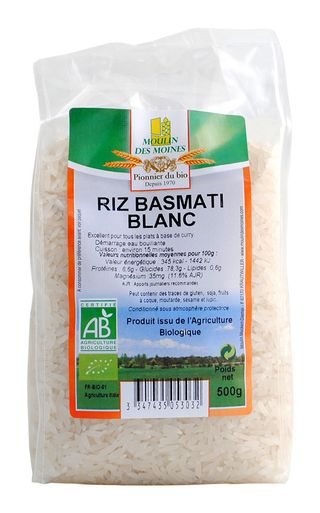 MOULIN DES MOINES RIZ BASMATI BLANC 500G