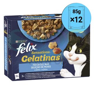 Sachets Sensations Sélection Poisson en Gelée 12×85g – Felix
