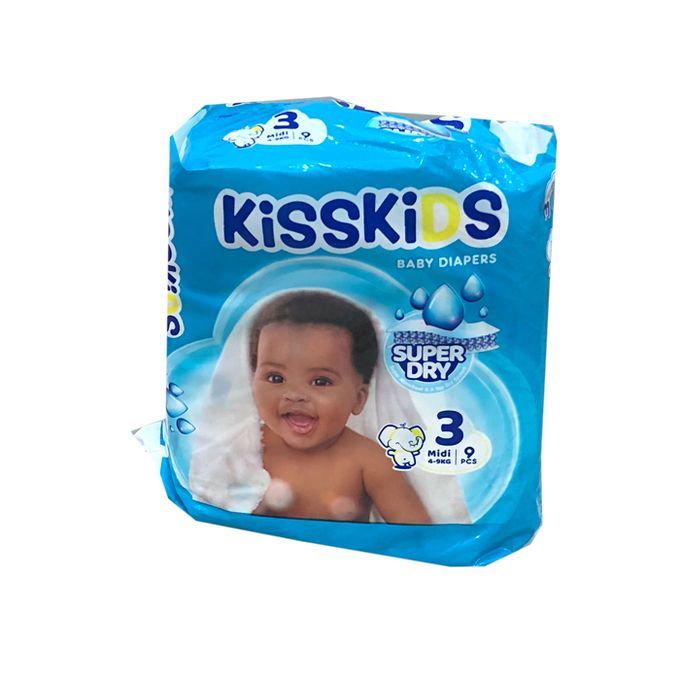 Kisskids Super Dry Diapers Medium, 9 Pcs