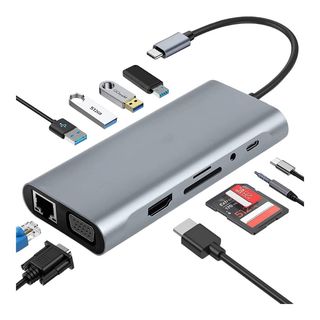 Hub USB C Adaptateur De Hub 11 En 1 De Type C avec HDMI 4K