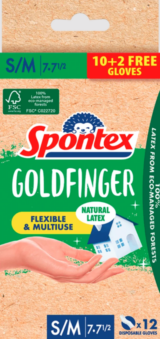 Rukavice lateks Goldfinger vel. S/M 12/1 bijele Spontex