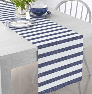 Nadstolnjak Shabby 40x140cm dezen 16 na pruge teget/bijeli Gemitex