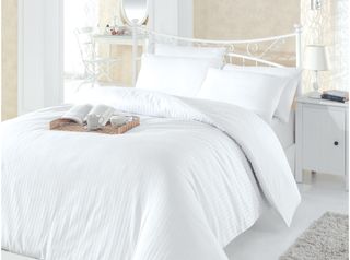 40x60 Hotelska jastučnica satenska bijela na pruge Cotton box