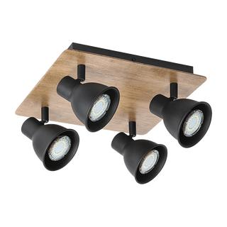 Plafonska svjetiljka Riko 4xGU10 300mm crna/boja drveta Elmark