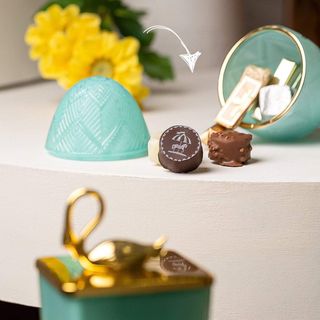 Oeuf déco chocolat - bleu Tiffany