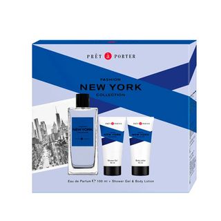 Set Fashion Collection New York 3 Piezas Eau De Parfum 100 Ml Vaporizador + Gel De Baño 50 Ml + Locion Corporal 50 Ml Pret A Porter 121616