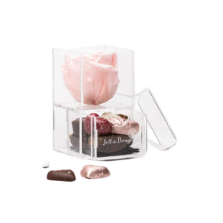 Boite Plexi 1 Fleur Éternelle Avec 150g De Chocolats