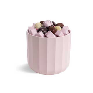 Vase Rayé Rose Avec 350g De Chocolats