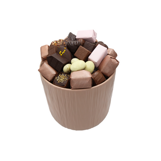 Vase Strié Beige Gm Avec 500g De Chocolats