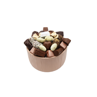 Vase Strié Beige Pm Avec 300g De Chocolats