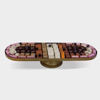 Plateau en métal à pied doré - le magnifique