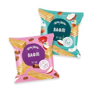 Вафлі 52 г День у День з додаванням кокосової стружки та мигдалю, з корицею та ароматом яблука м/уп