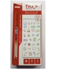 Vista Trx Red Ball Point Pens, 12 Pieces
