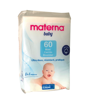 Coton carrés bébé MATERNA 60 Pièces - Maxi