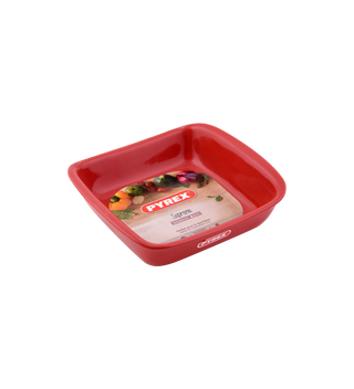Plat à four En céramique - Carré - Rouge PYREX 24X24CM