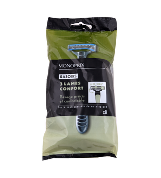 Rasoirs jetables 3 Lames MONOPRIX Le blister de 8
