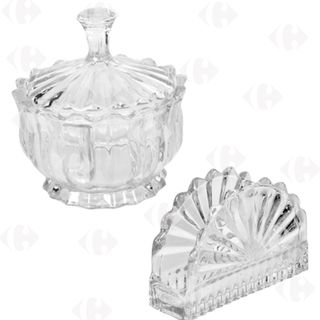 Sucrier avec Couvercle + Porte-serviette en Verre Splendo 2 unités
